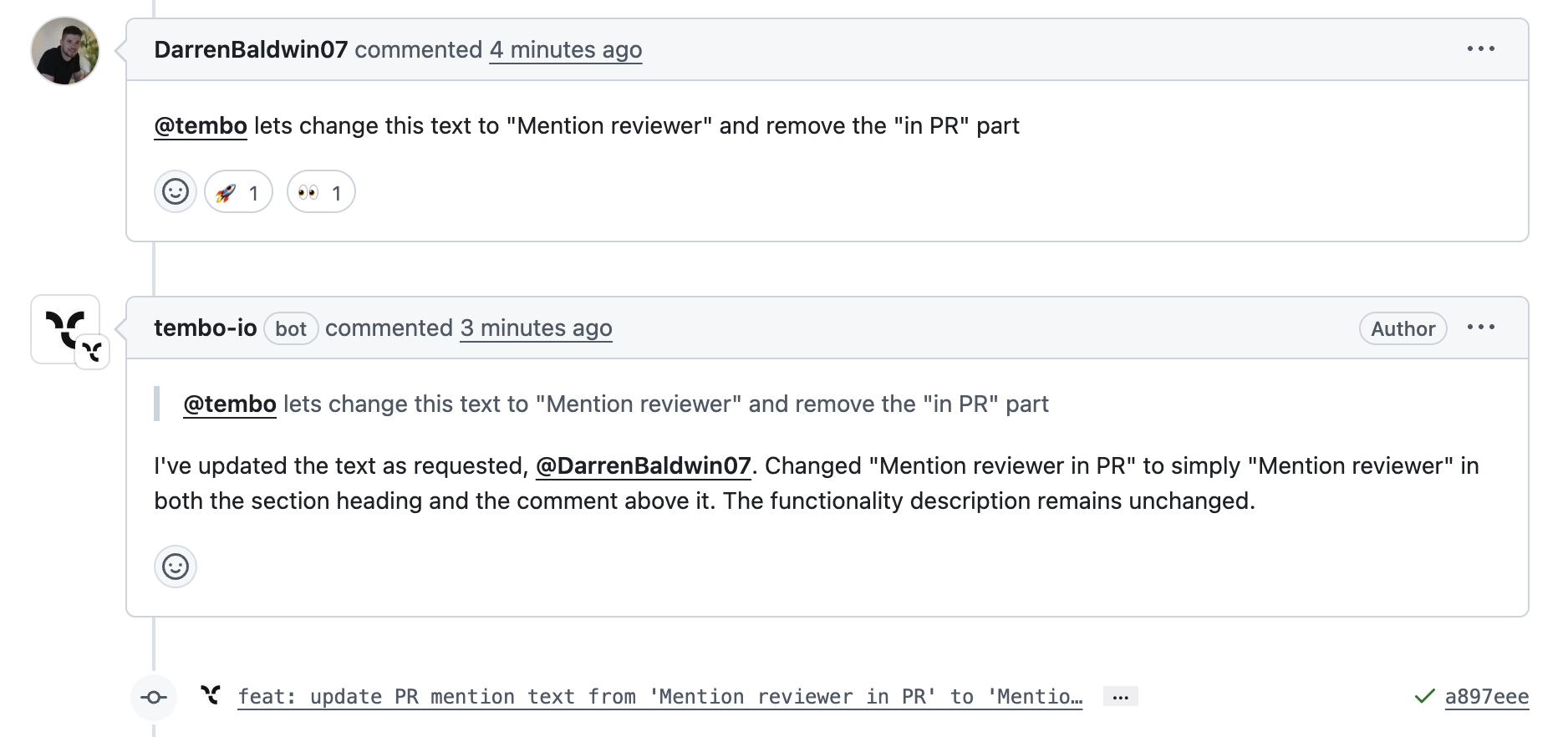 Comment Review Example