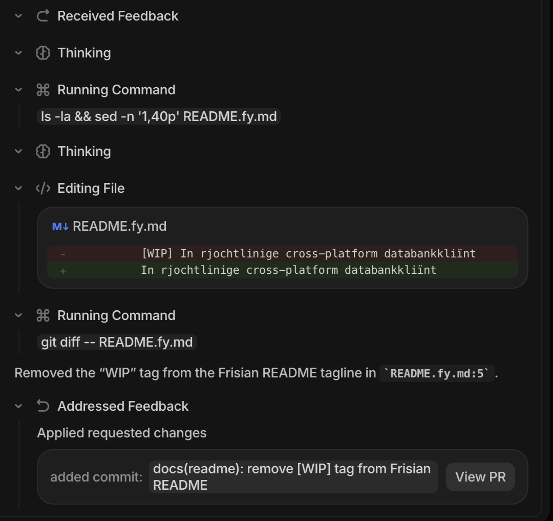Tembo working on the user's request