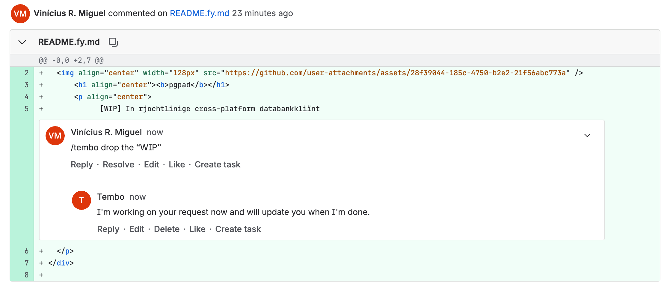 Tag Tembo in your PR