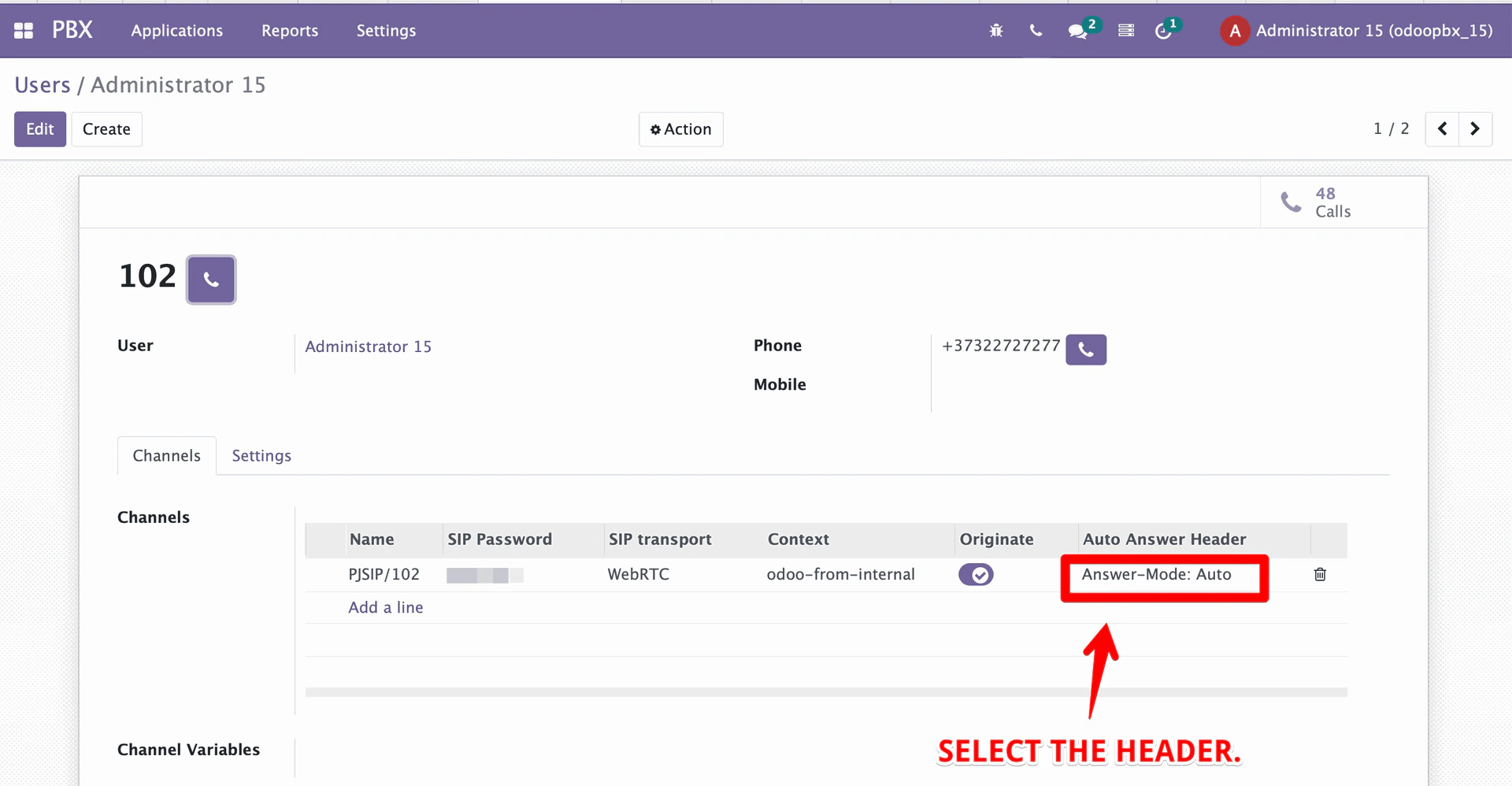 Auto Answer header