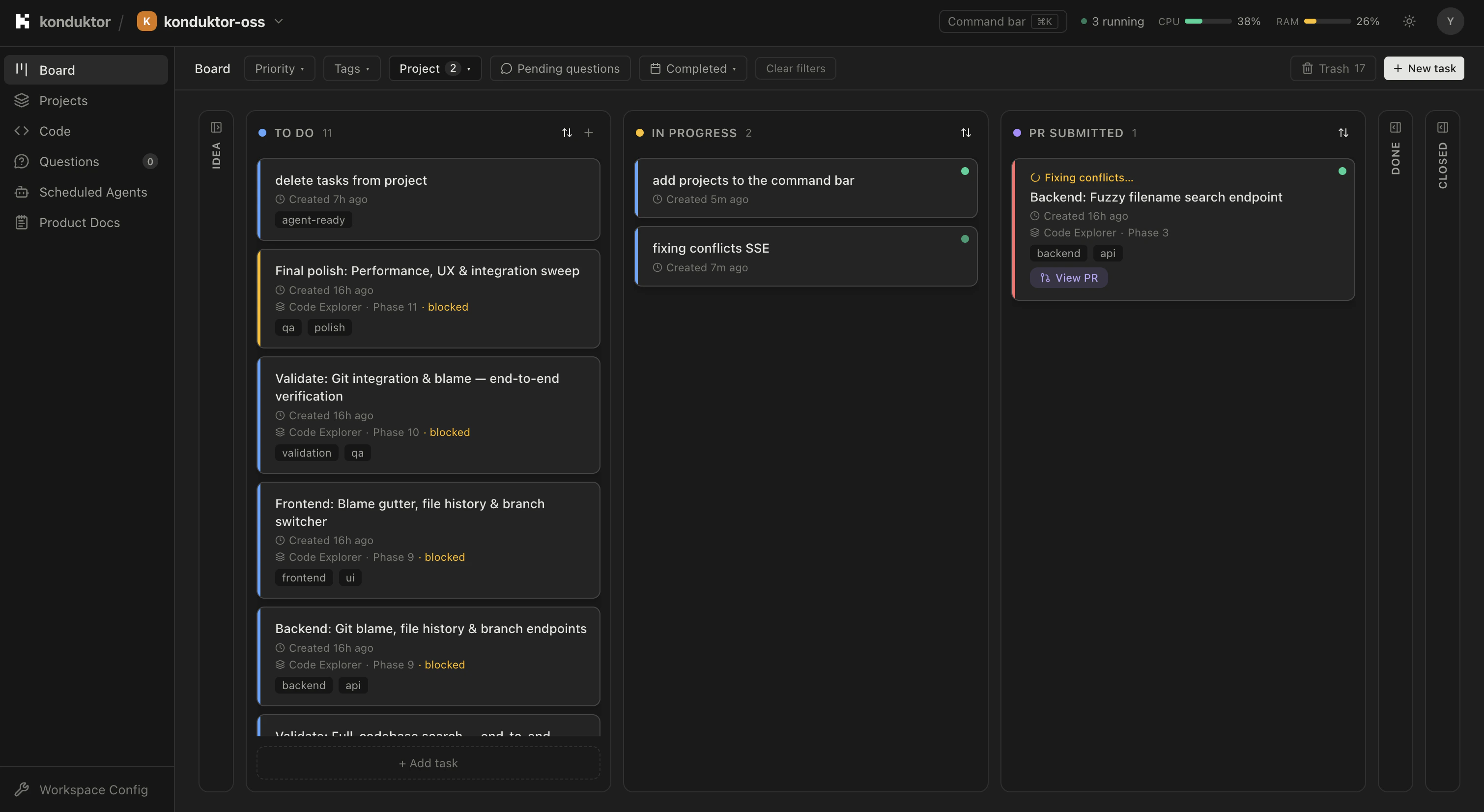 Konduktor board view