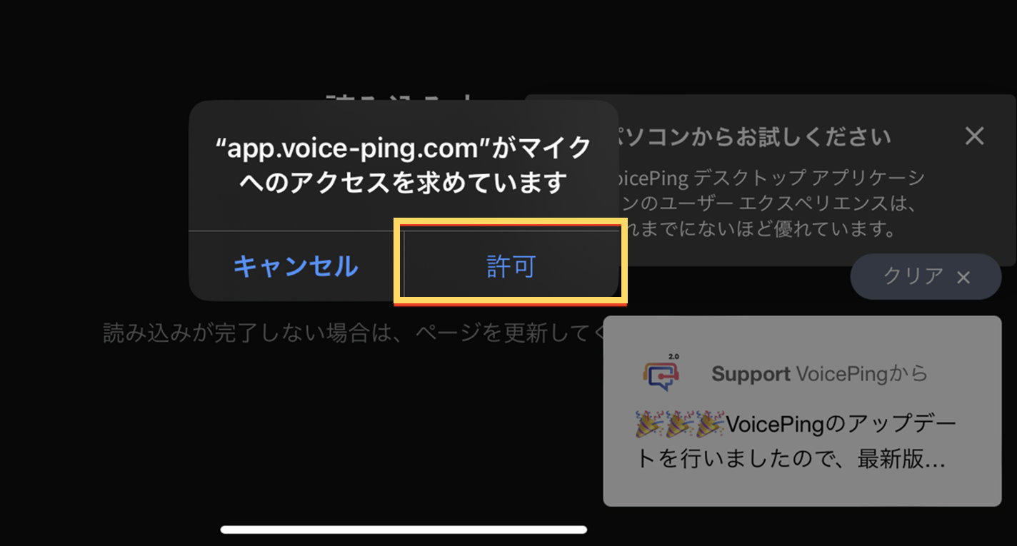 Microphone permission screen