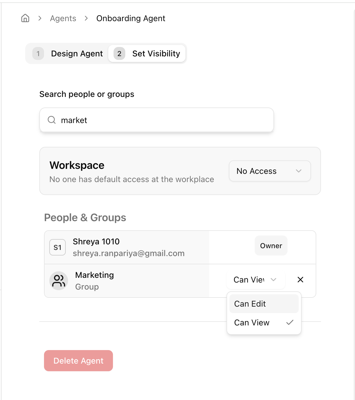 Agent Share Group Permission Pn