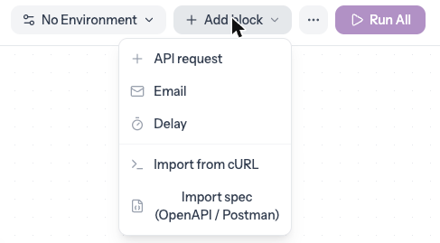 The Add block menu