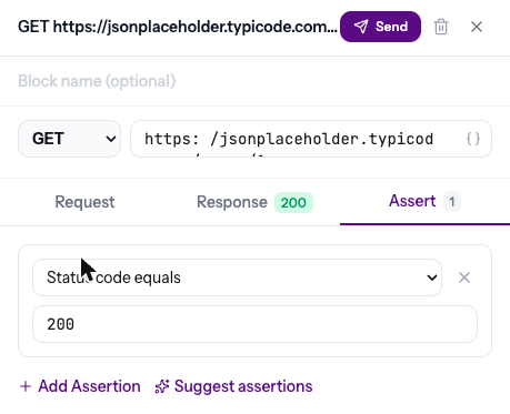 The Assert tab