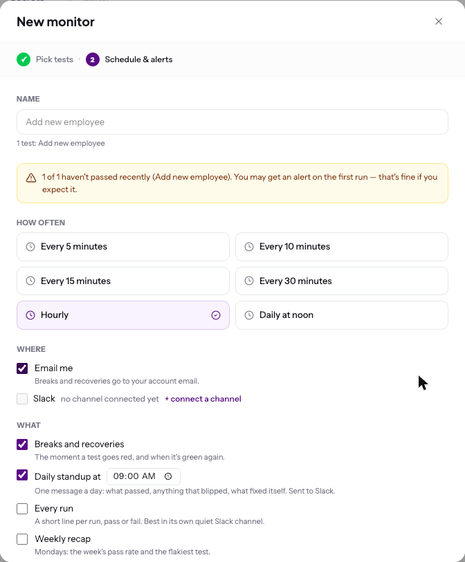 Schedule and alerts