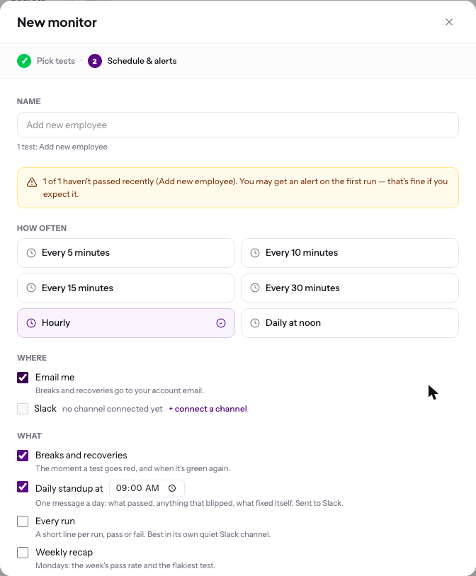 Schedule and alerts