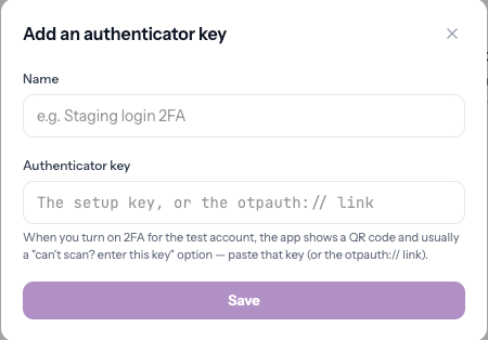 Add an authenticator key