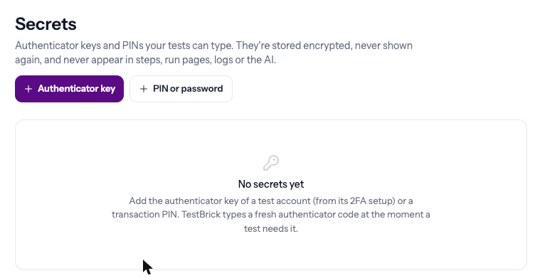 The Secrets page