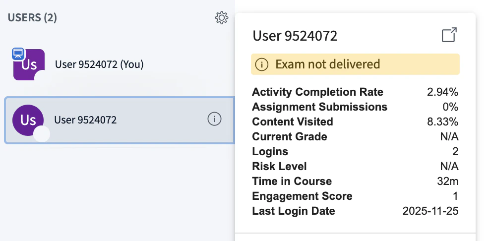 Student alert displayed as a warning with a yellow background in BigBlueButton