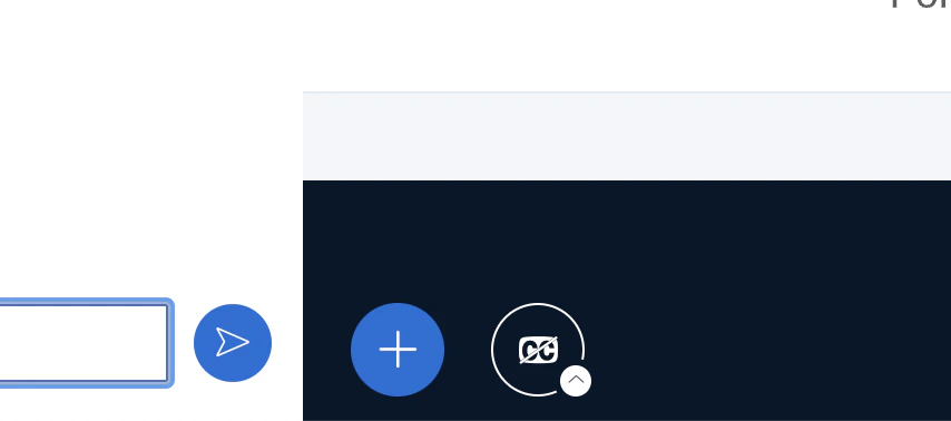 CC button displayed below the presentation area for viewing transcriptions