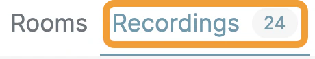 Recordings tab on the home view showing all recordings across the account