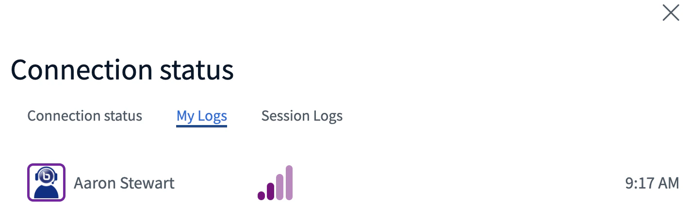 My Logs tab showing connection issues
