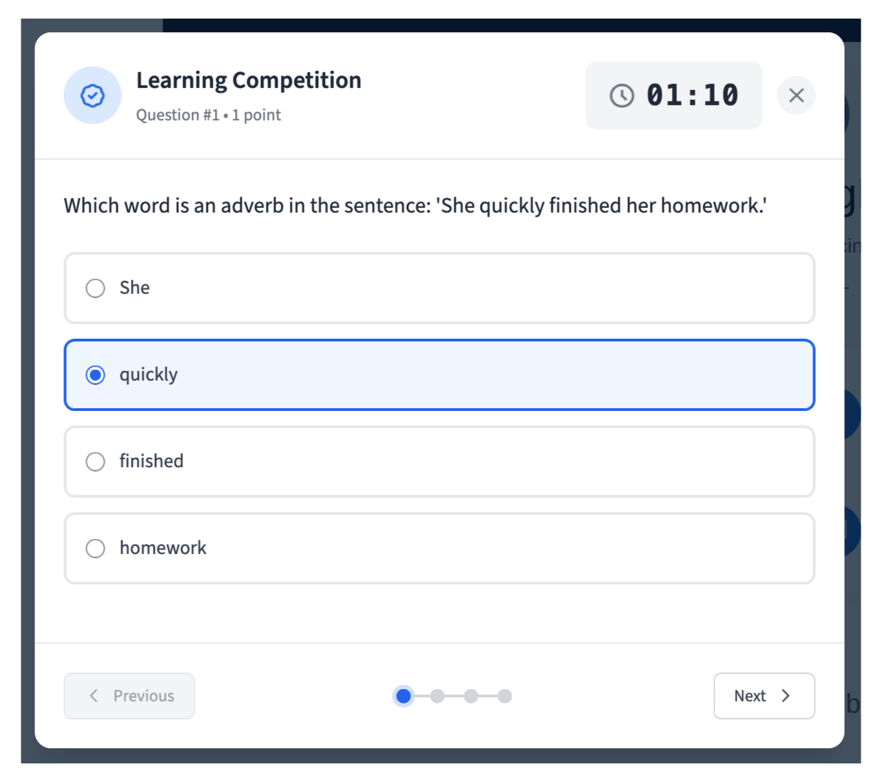 Grammar quiz question about identifying an adverb