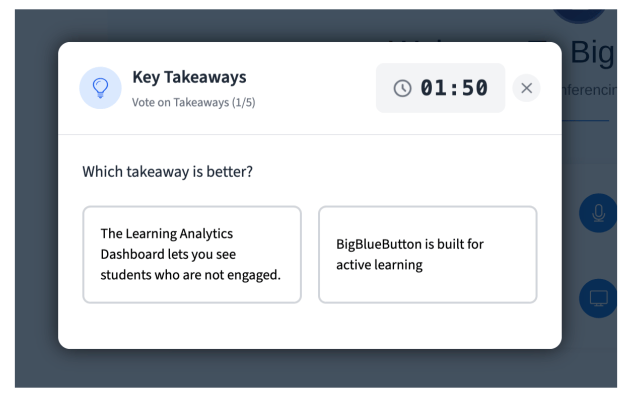 Key takeaway voting with two options and timer