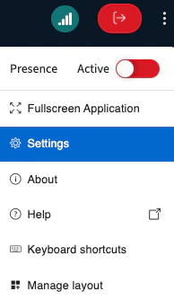 Settings menu opened in BigBlueButton