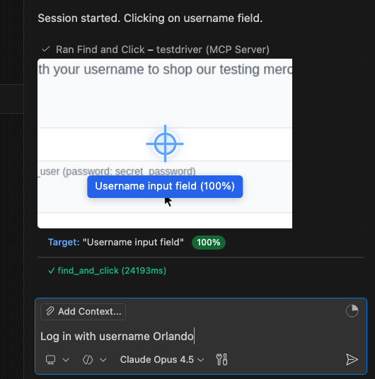 Selecting the testdriverai agent