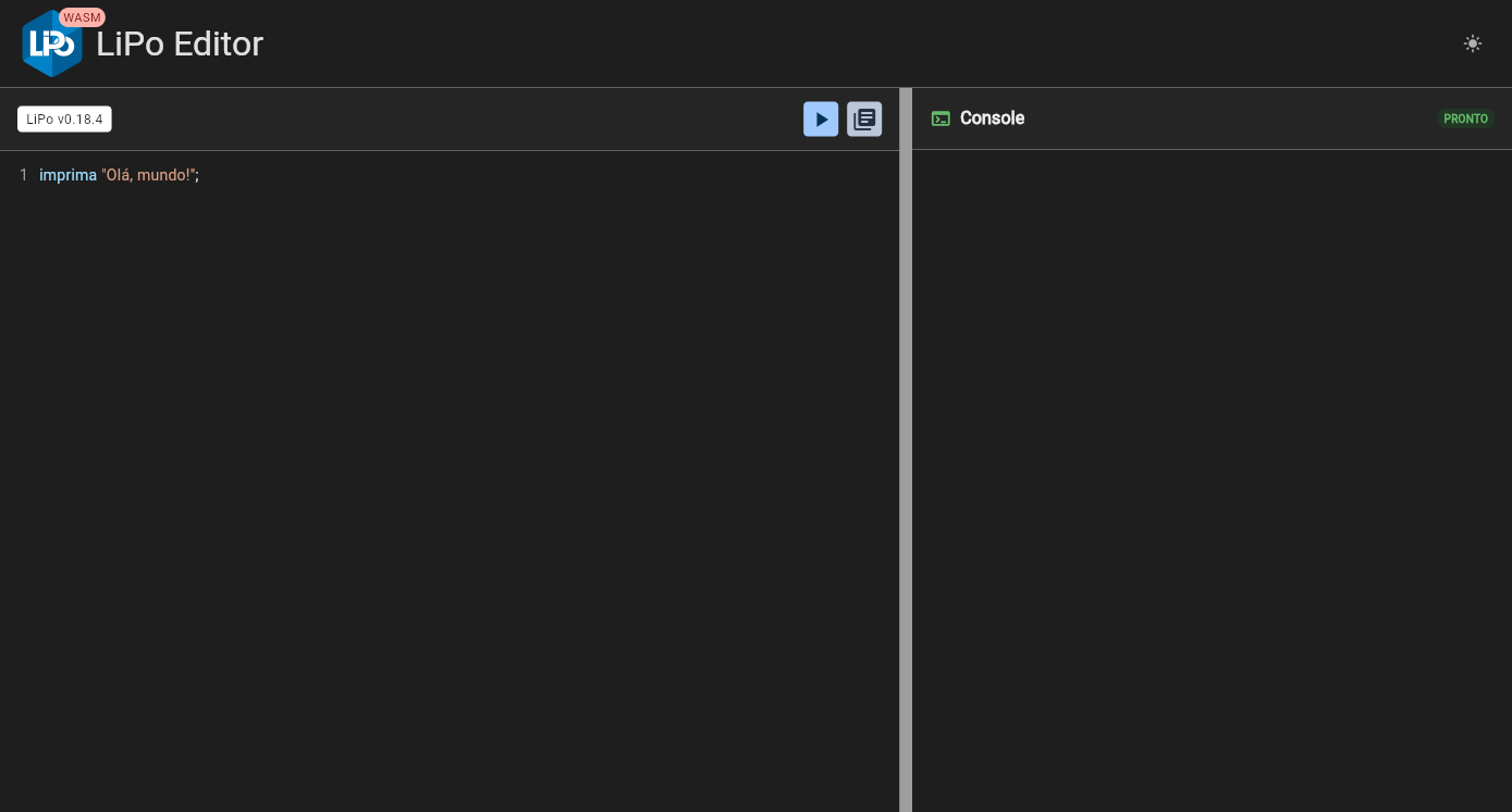 Ícones de alternância de modo destacados no editor web.
