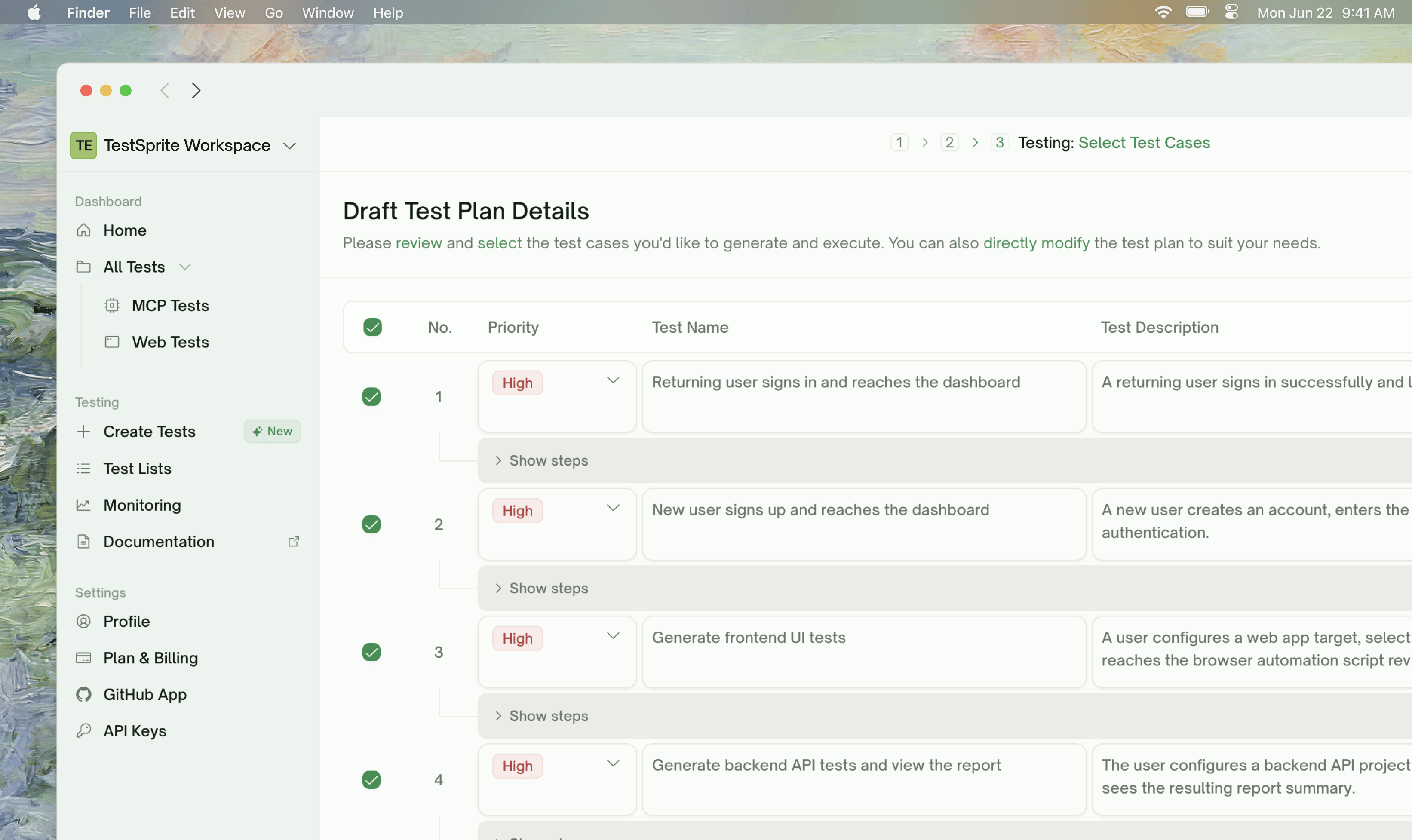 UI plan review with feature-grouped cases