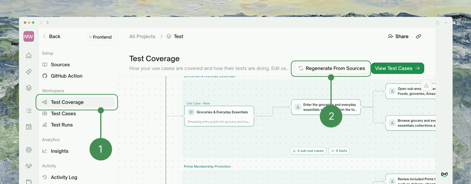 Regenerate From Sources on the Test Coverage page