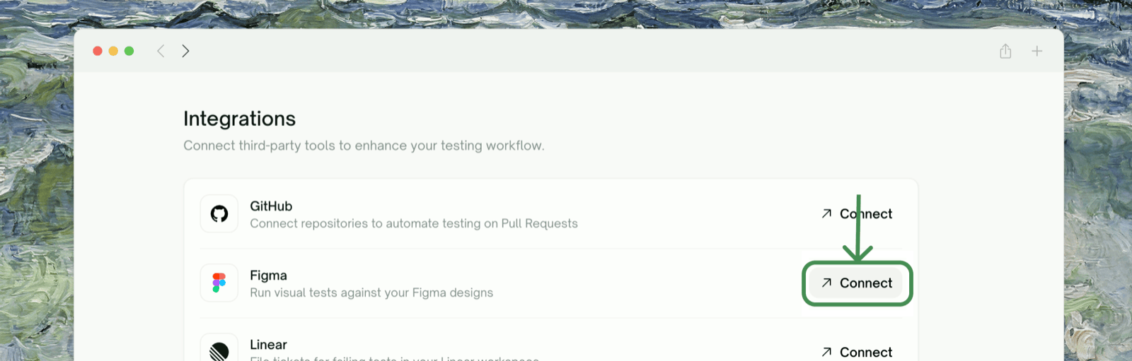 Workspace Integrations page with the Slack row