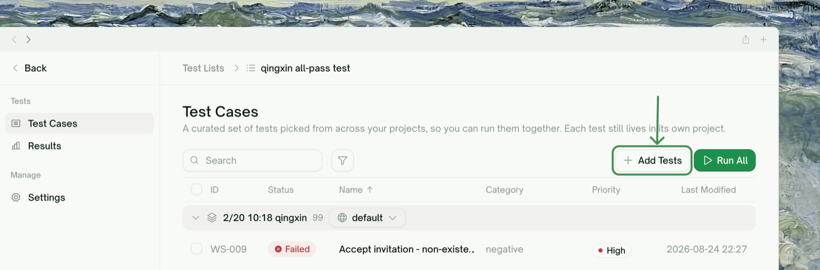 Picking test cases to add to a list