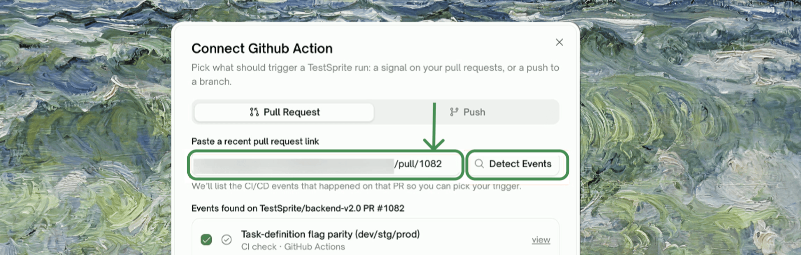 Detect Events listing the CI/CD events found on that PR