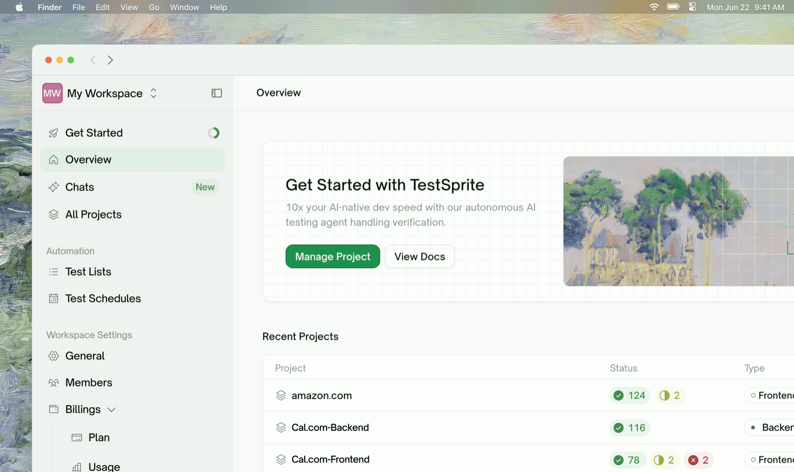 Web Portal dashboard