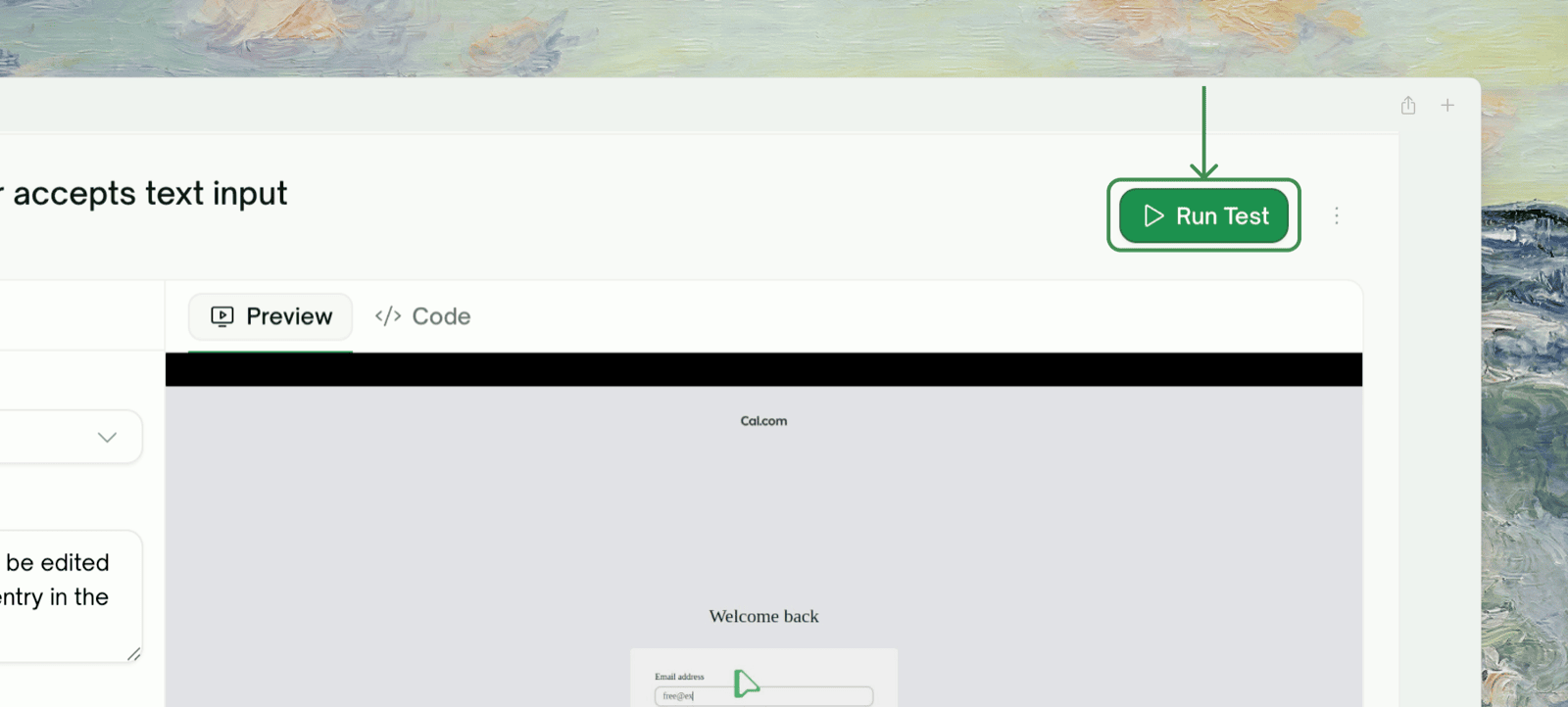 The Run Test button in a test detail page header