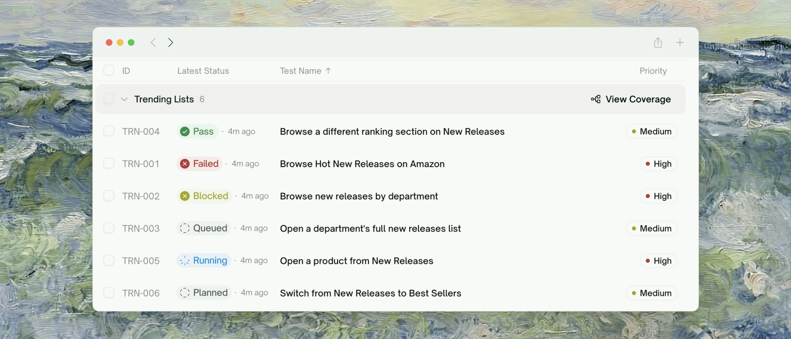UI tests streaming into the project view as generation runs