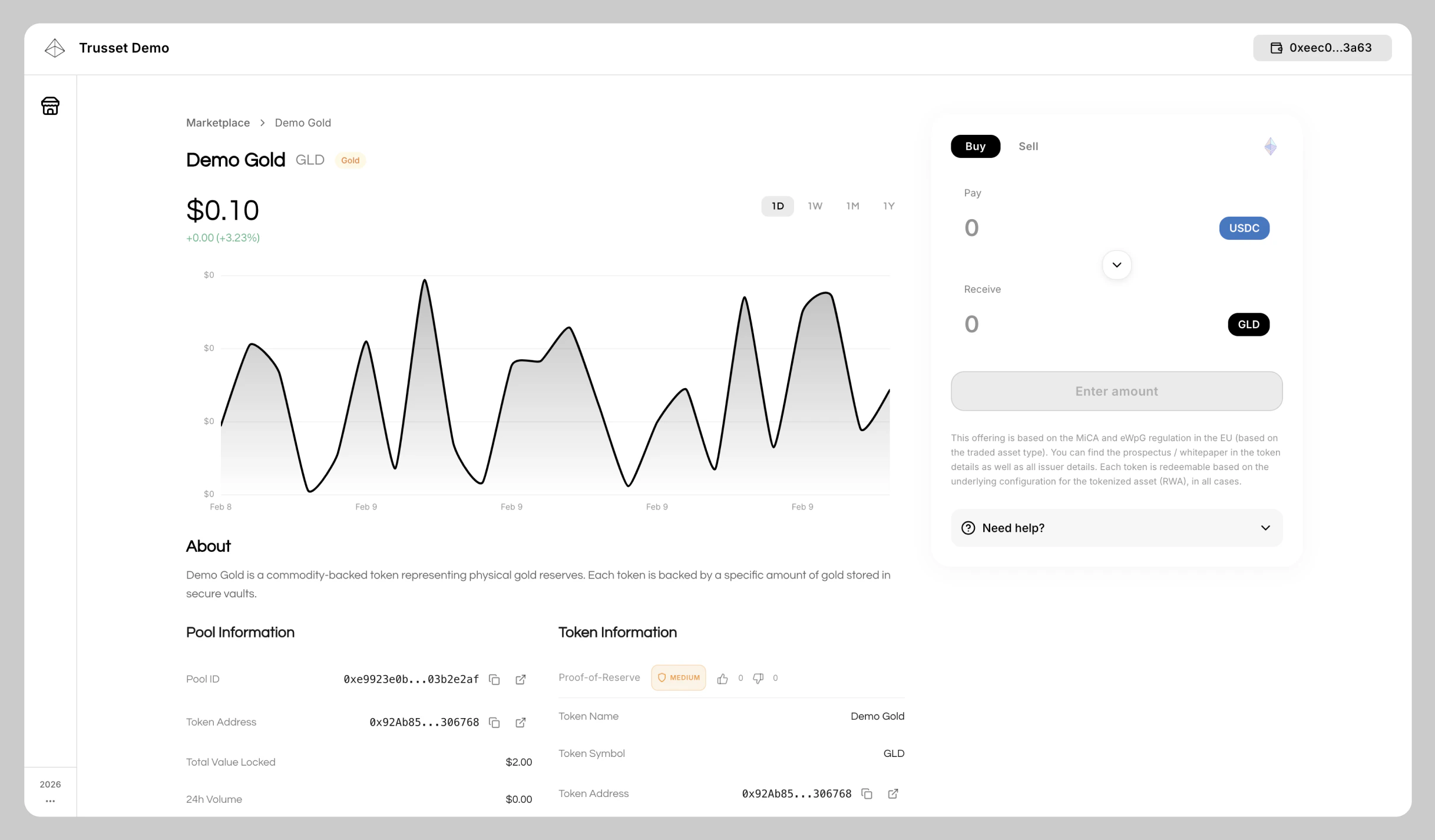 Trading management interface