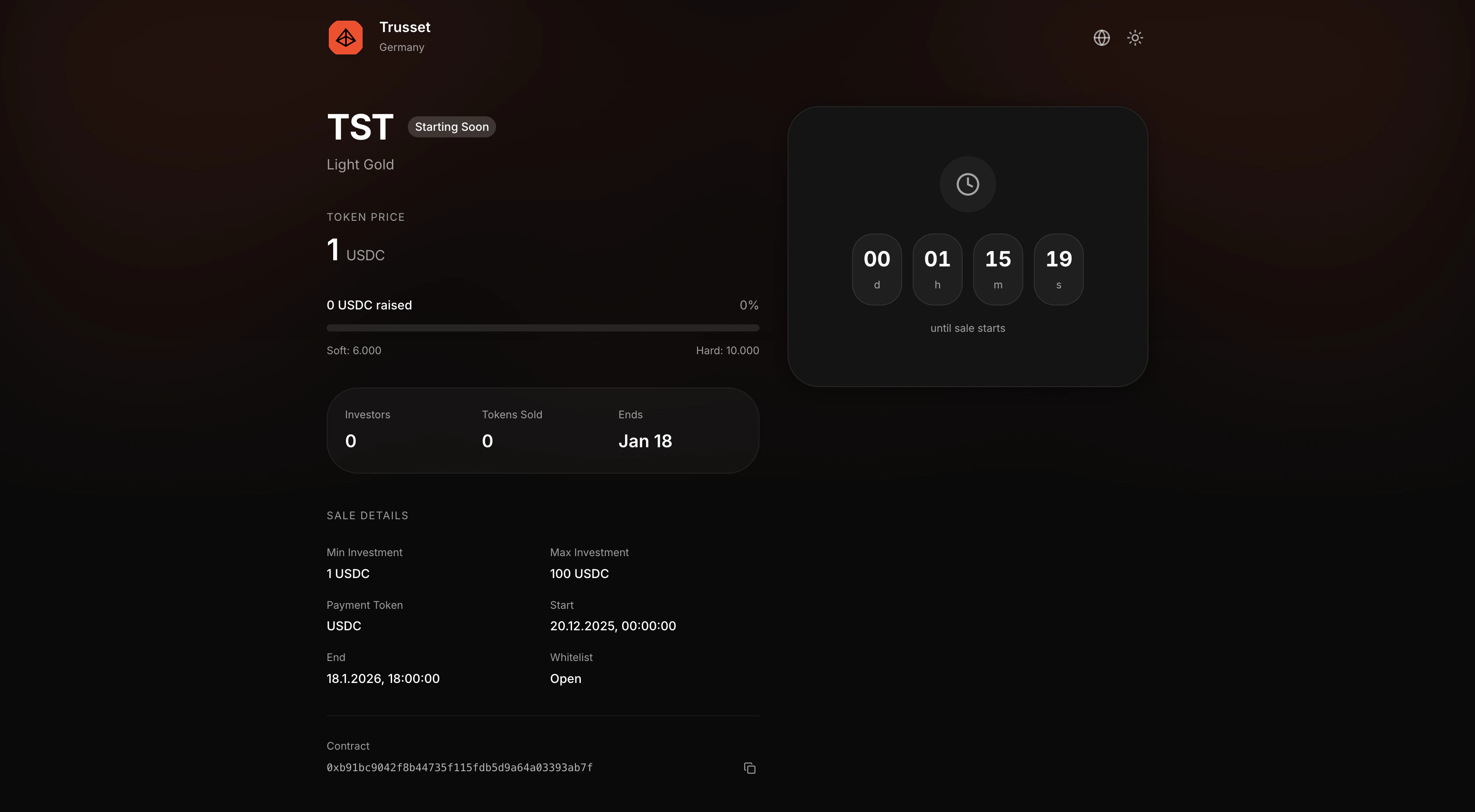 Capital raise investor interface