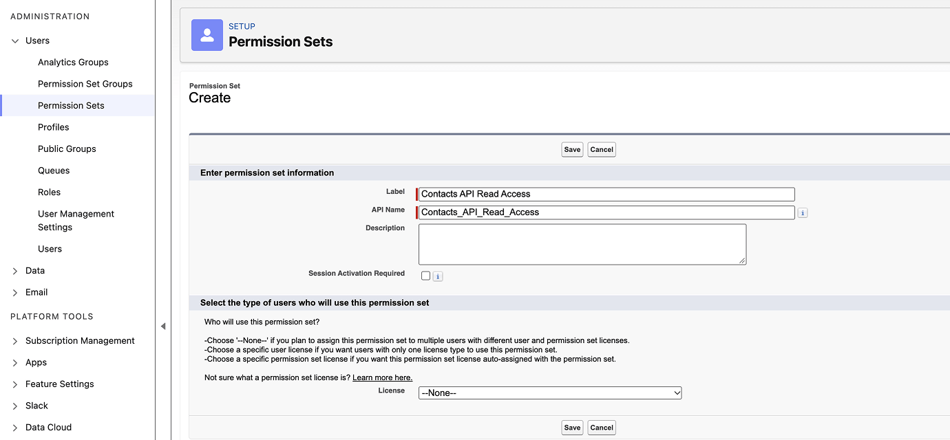 Salesforce permission set