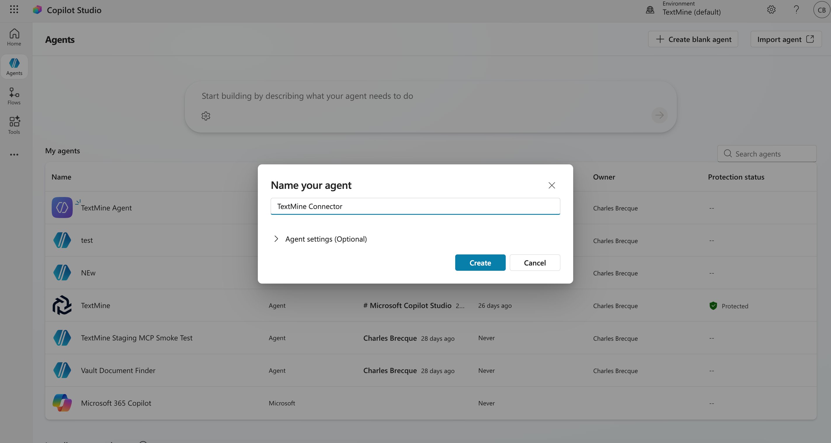 Create a new agent in Copilot Studio