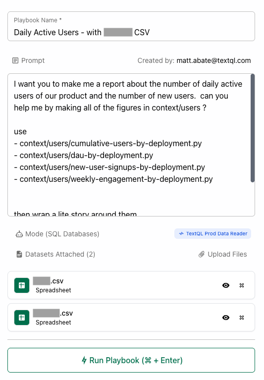 Playbook Setup Interface
