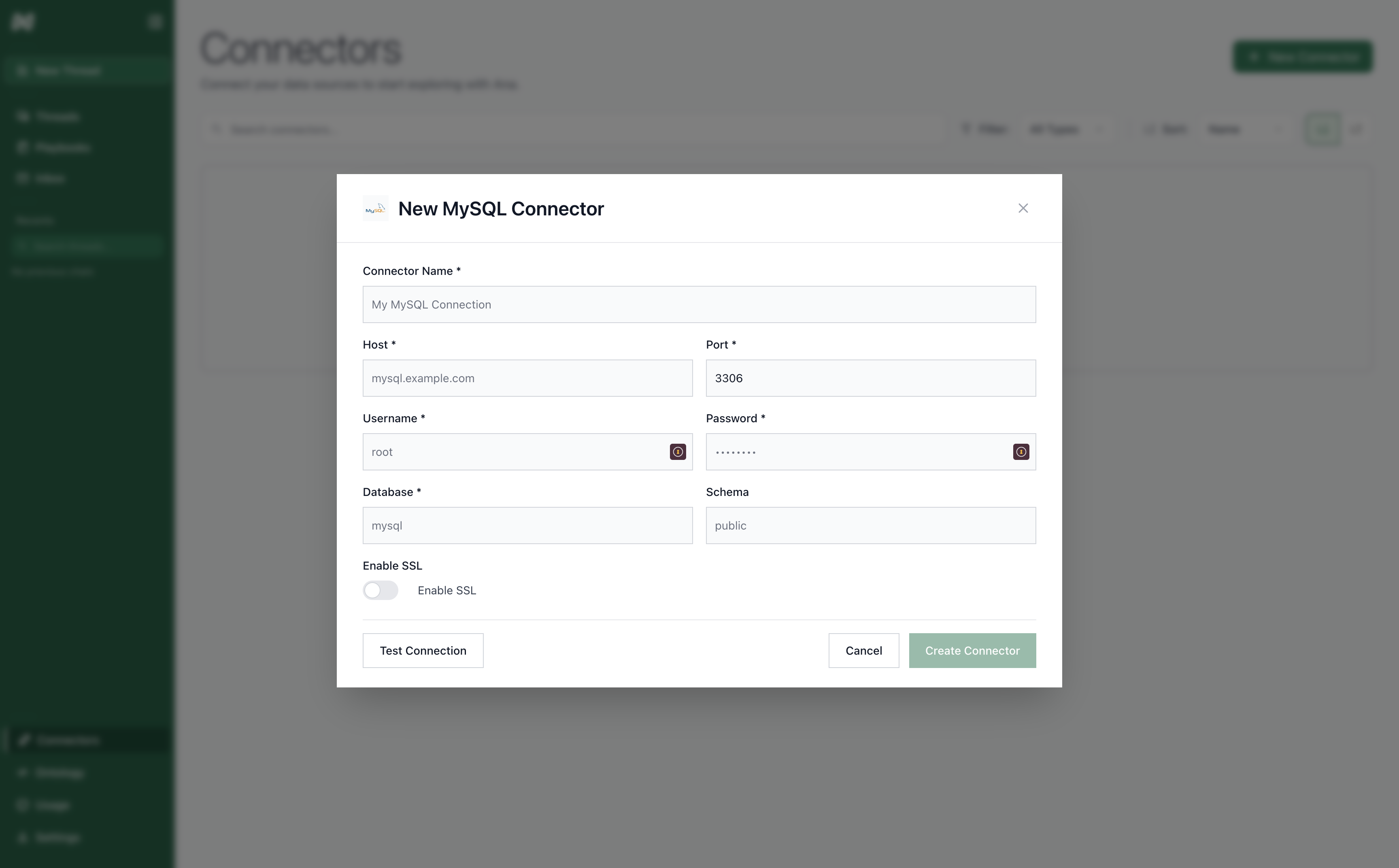 MySQL Connector Form