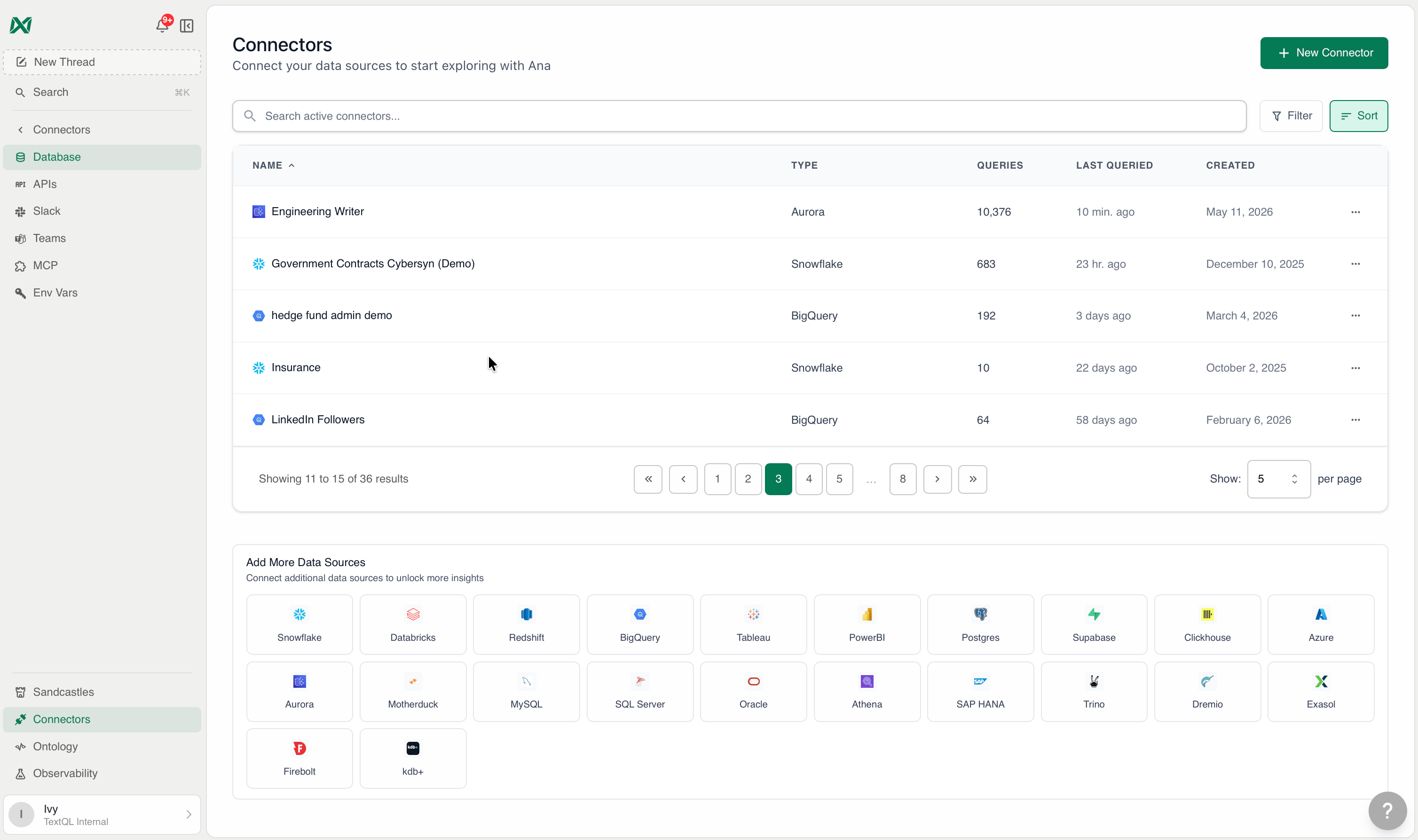 TextQL Connectors Page
