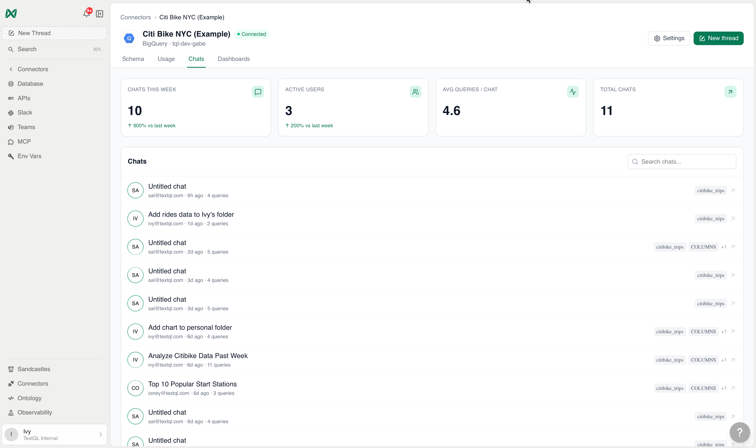 Connector chats log