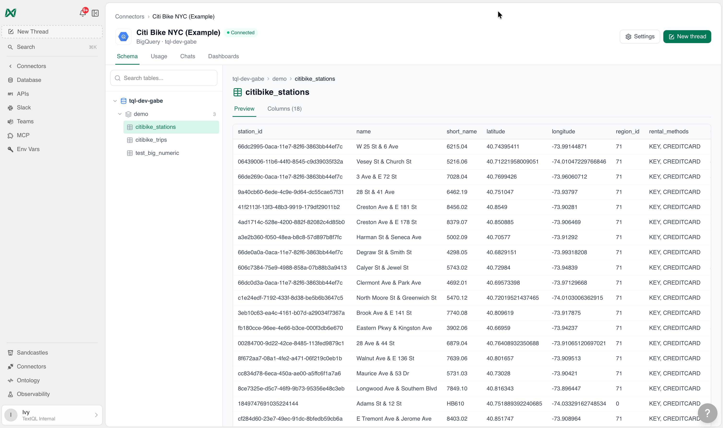 Connector schema explorer