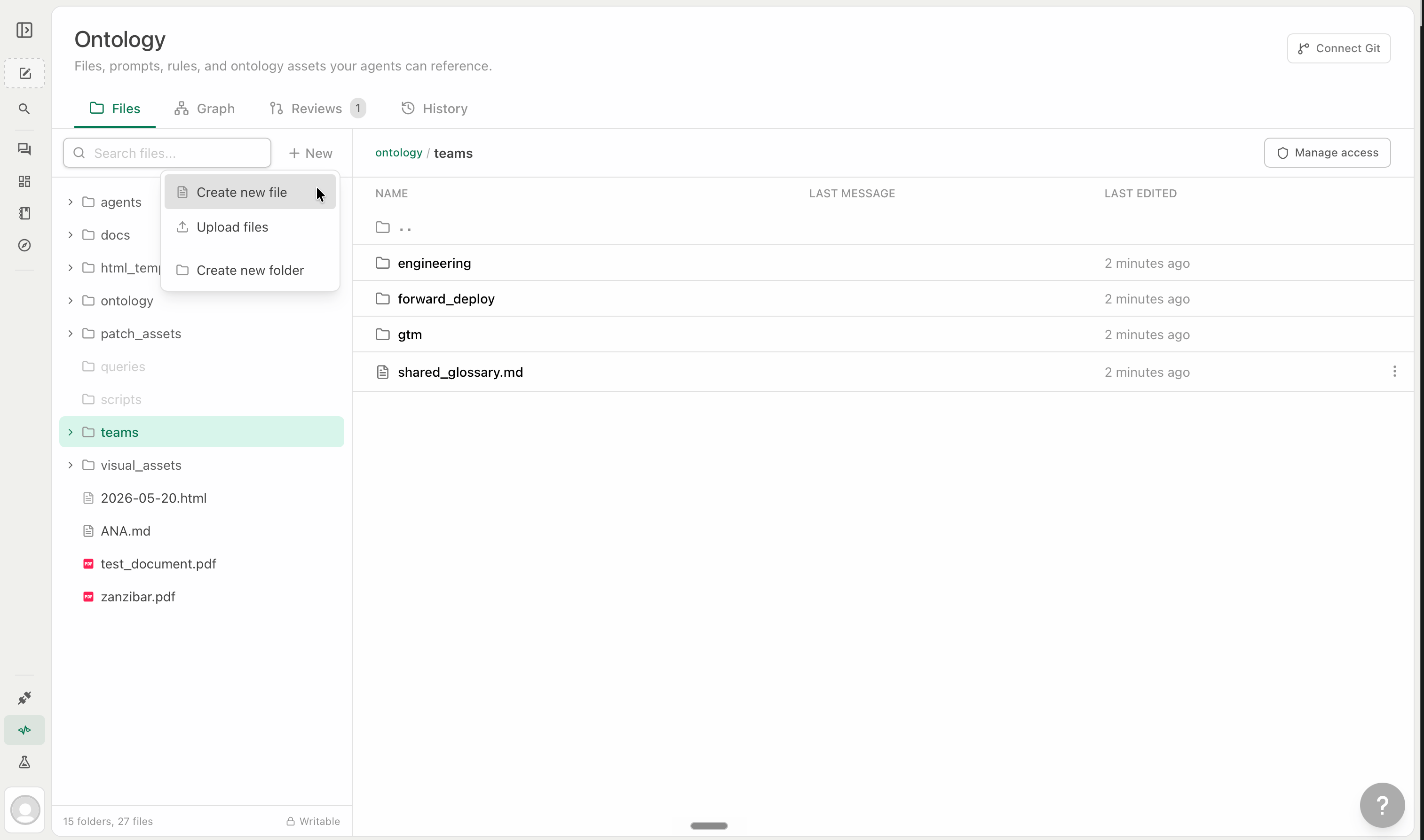 Creating a file in the Ontology editor