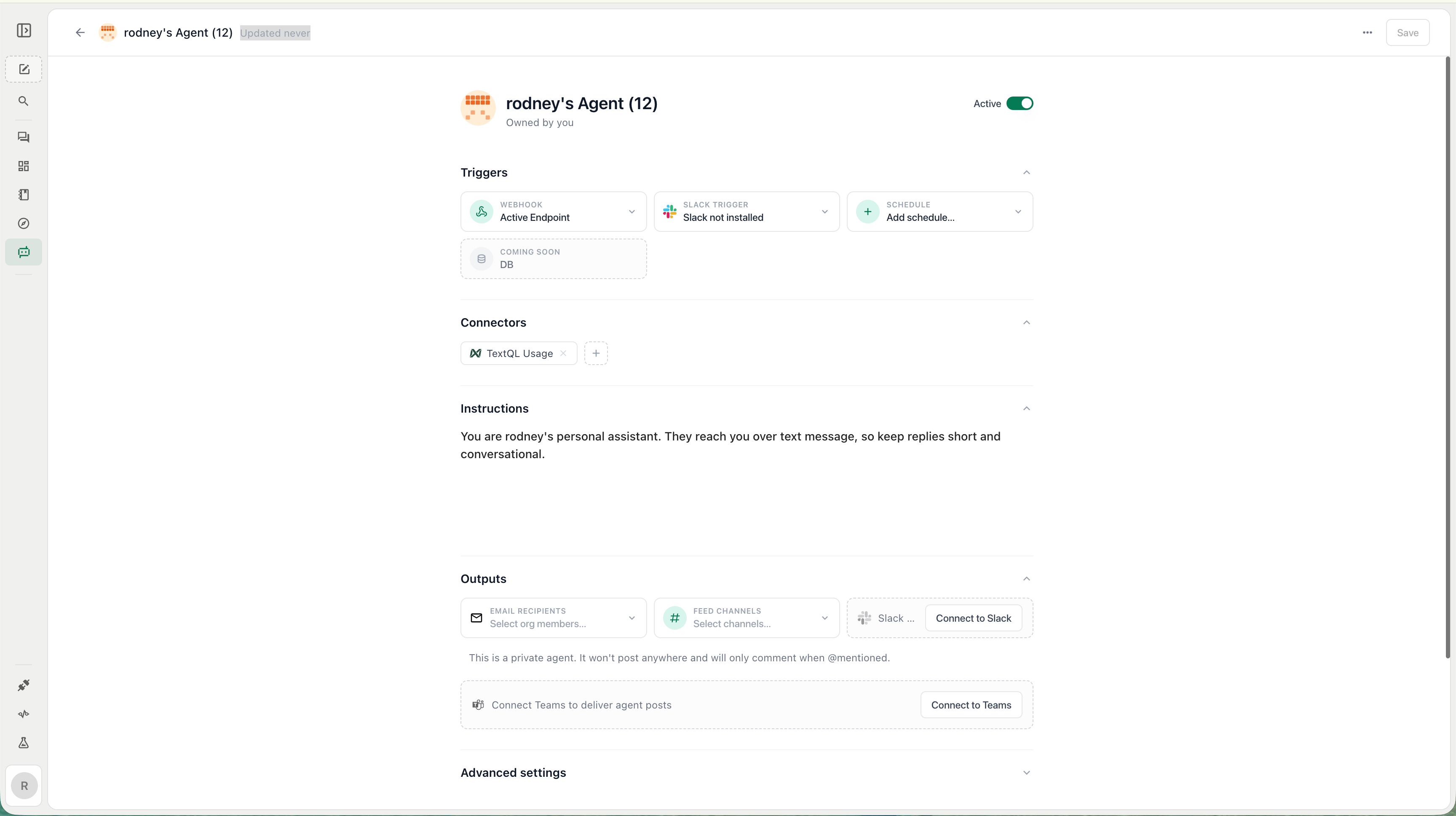 SMS settings menu