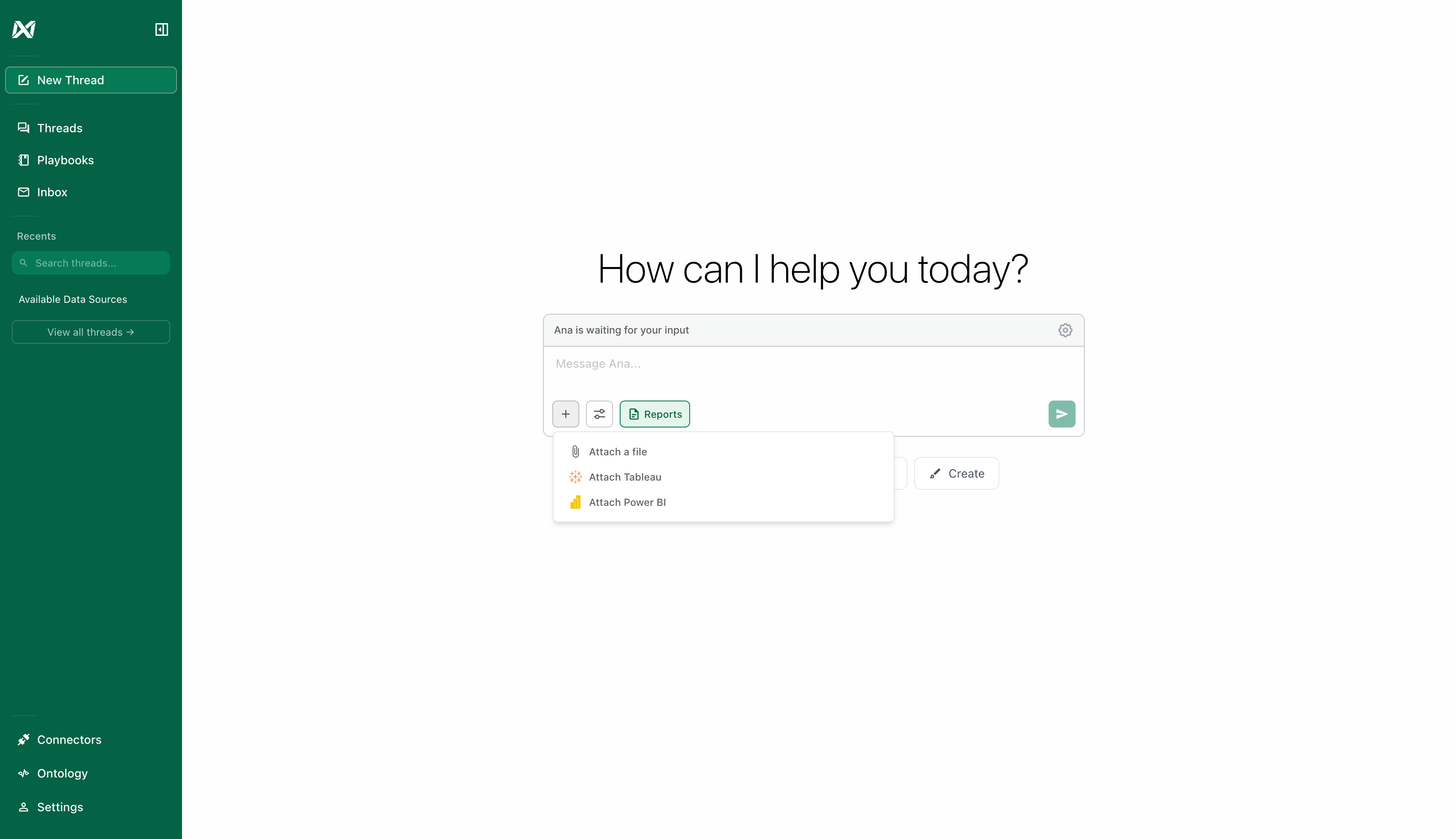 Attachment dropdown with PowerBI option
