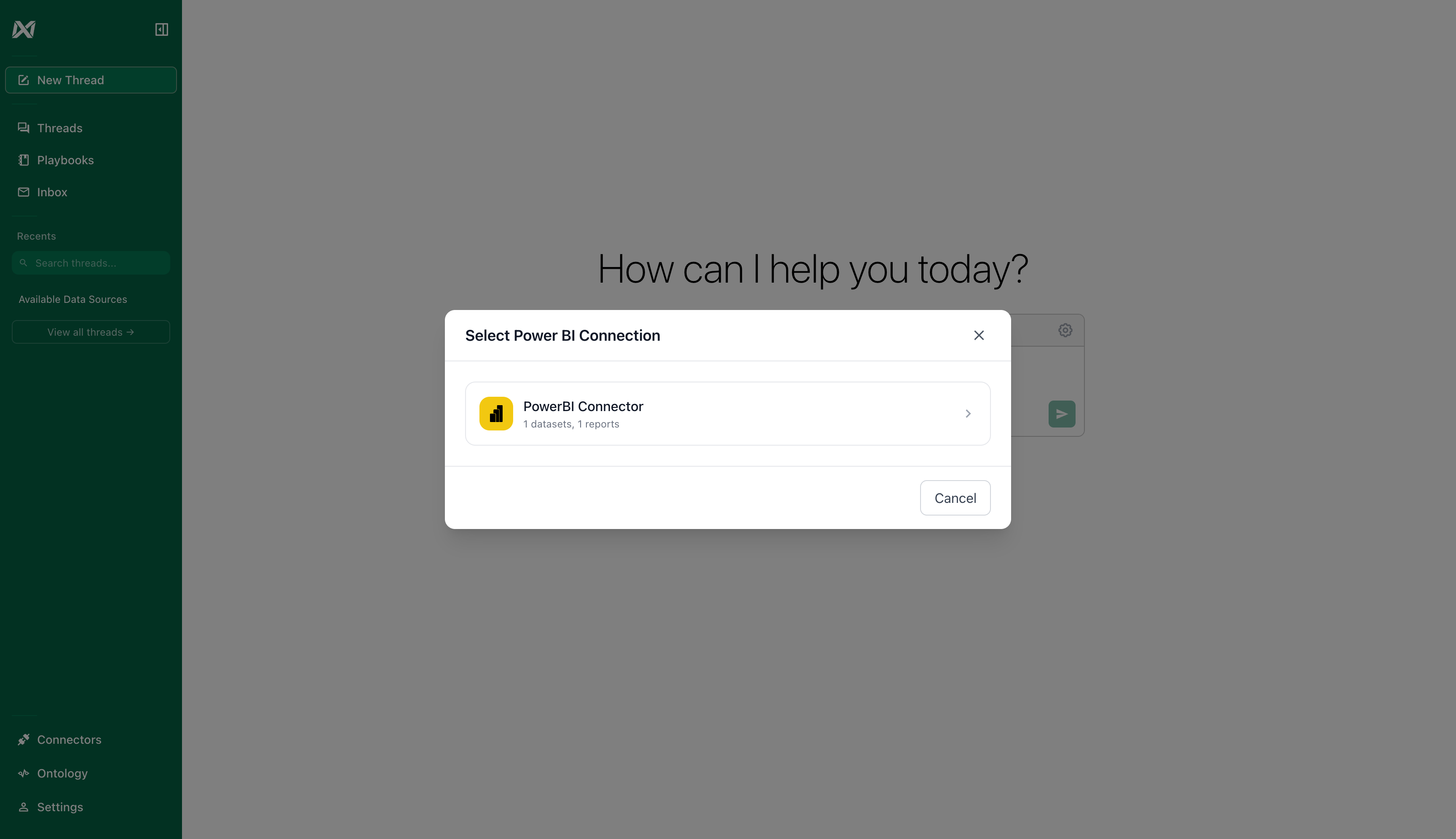PowerBI connector selection