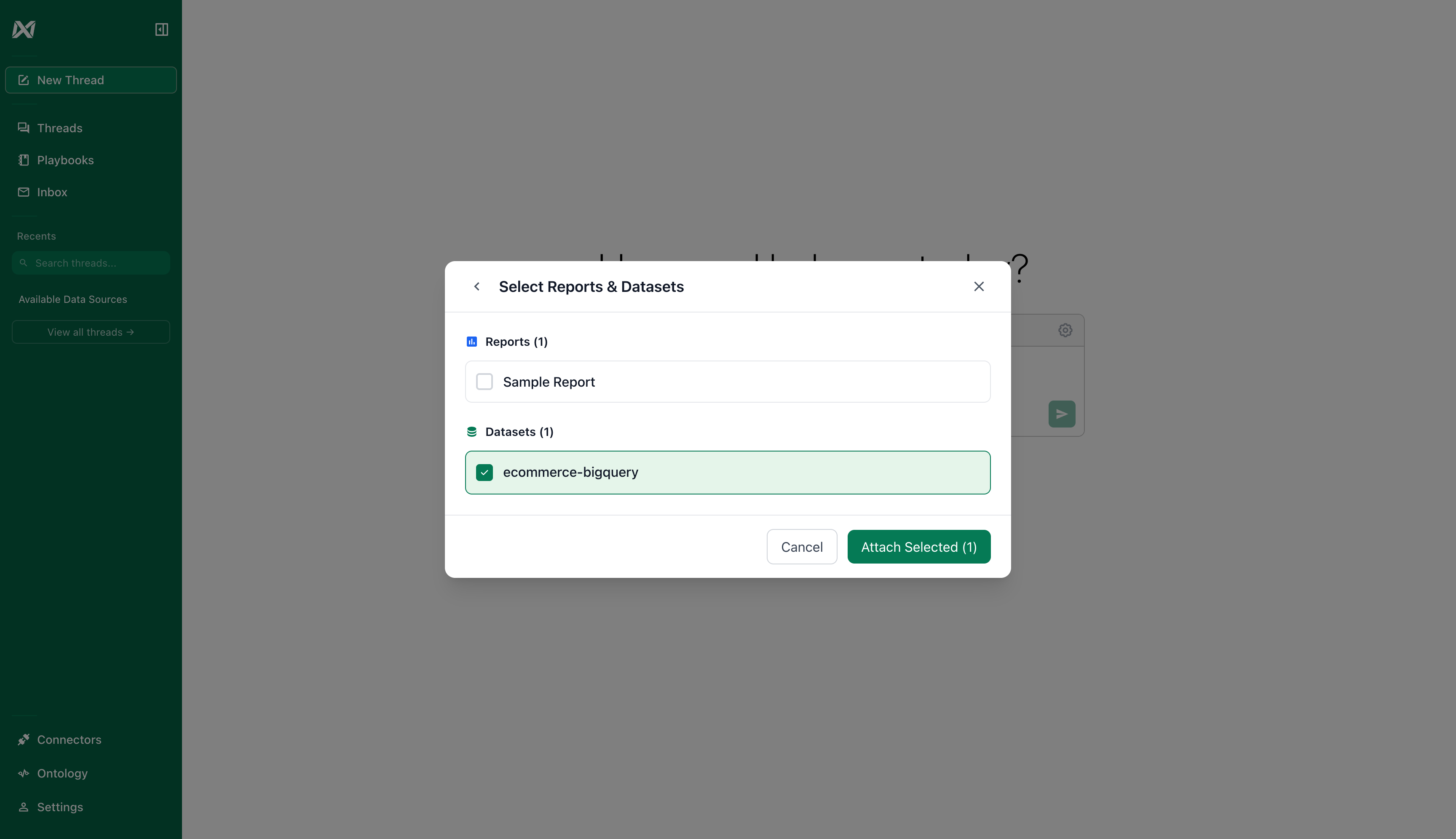 Dataset selection confirmed