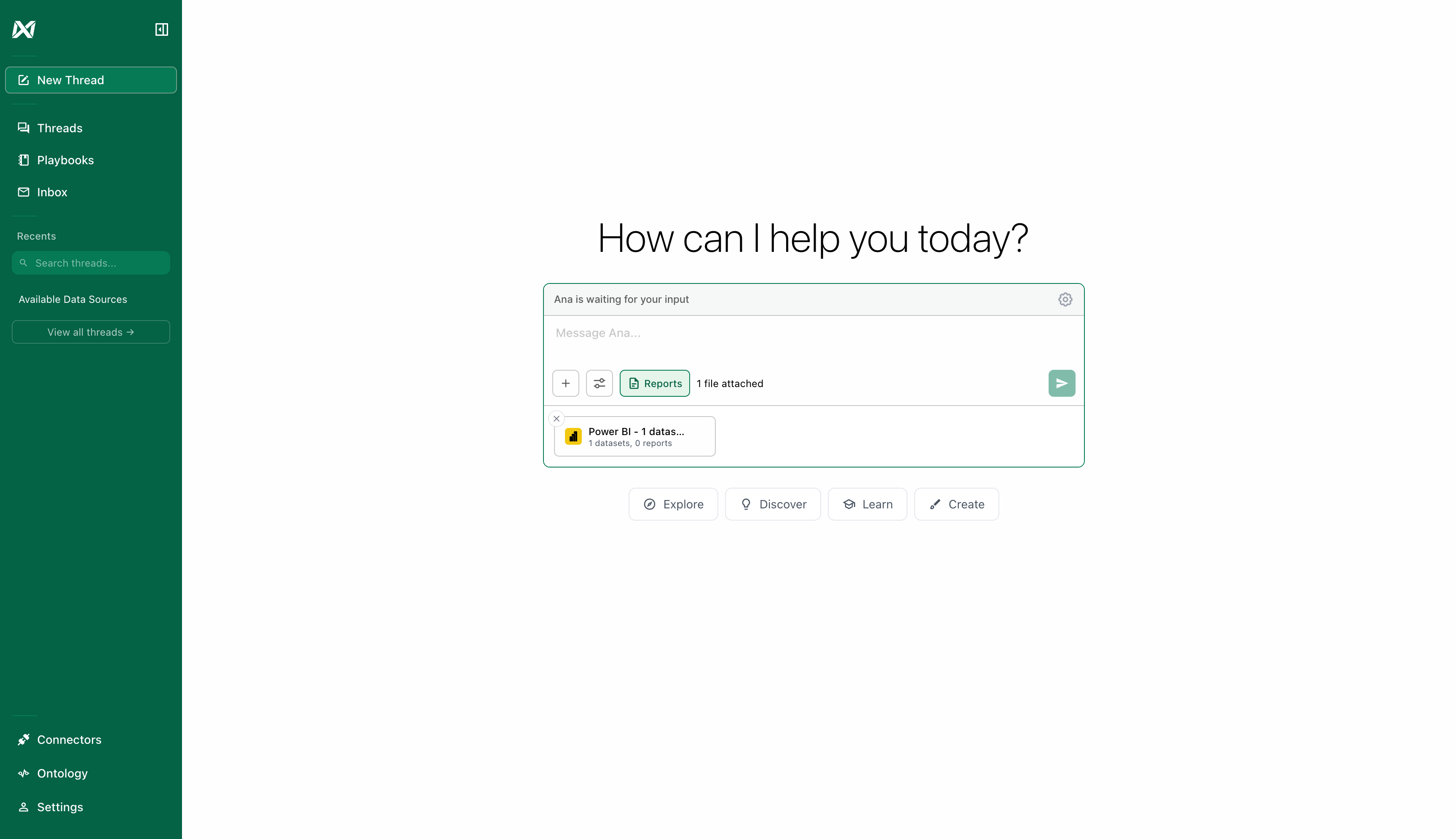 PowerBI data attached to chat