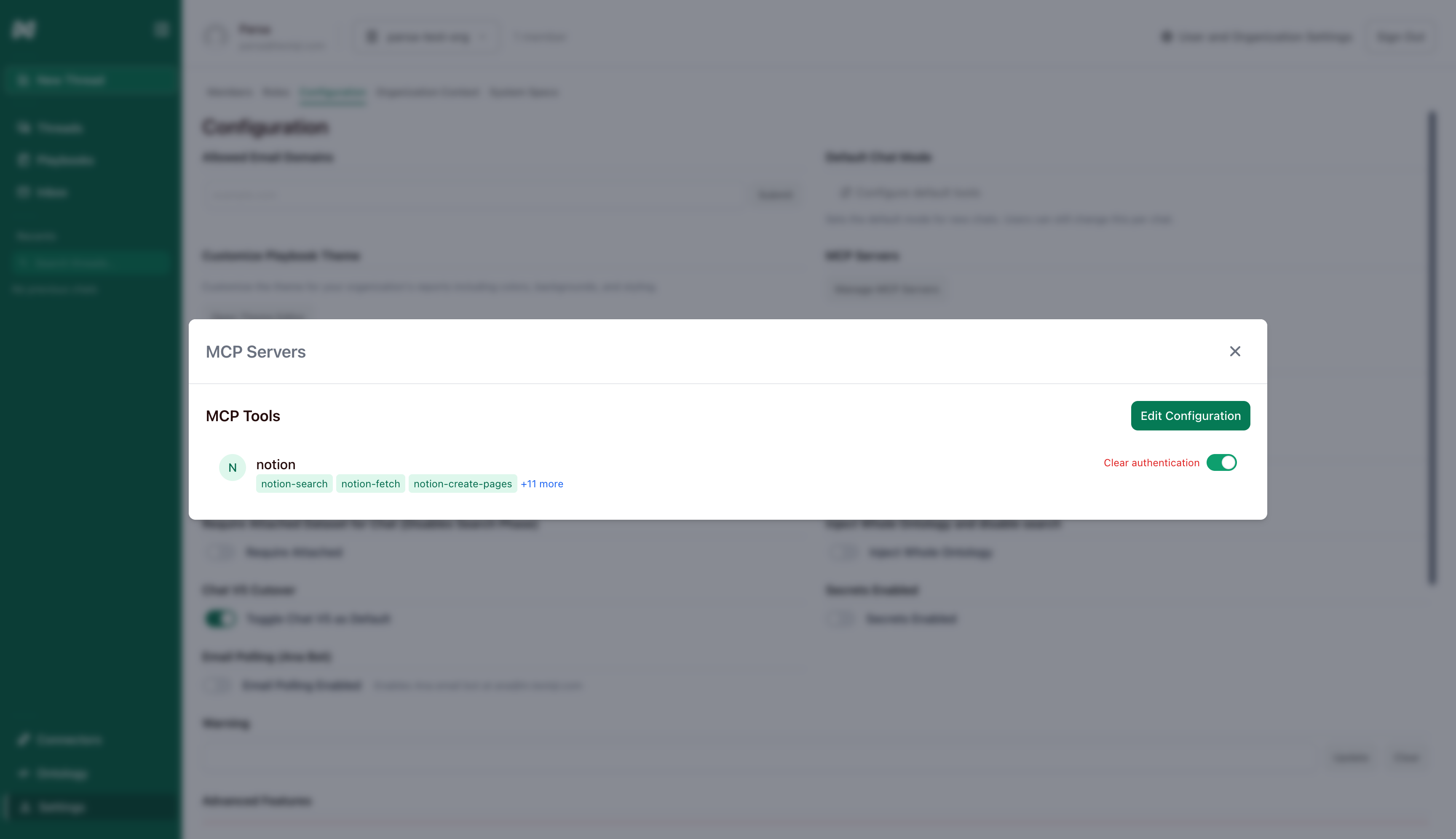 Server showing tools