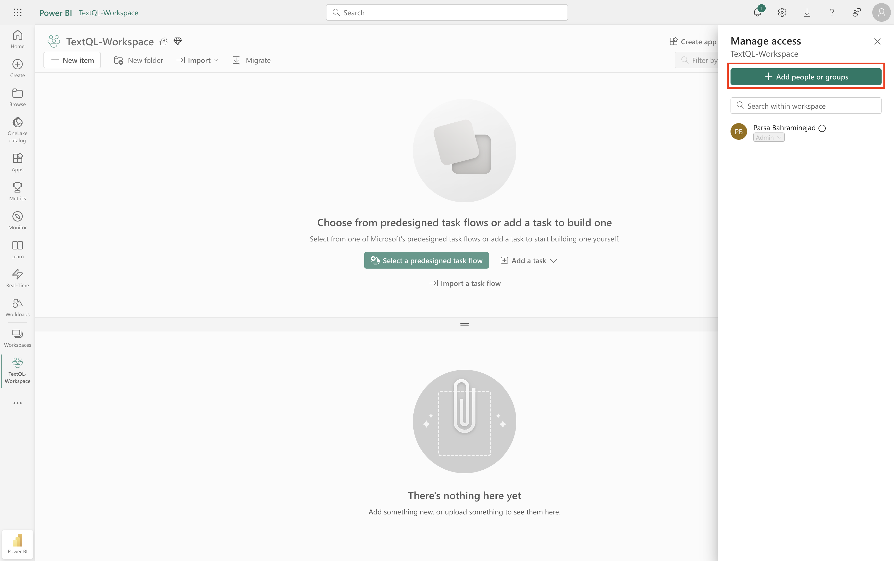 PowerBI workspace settings