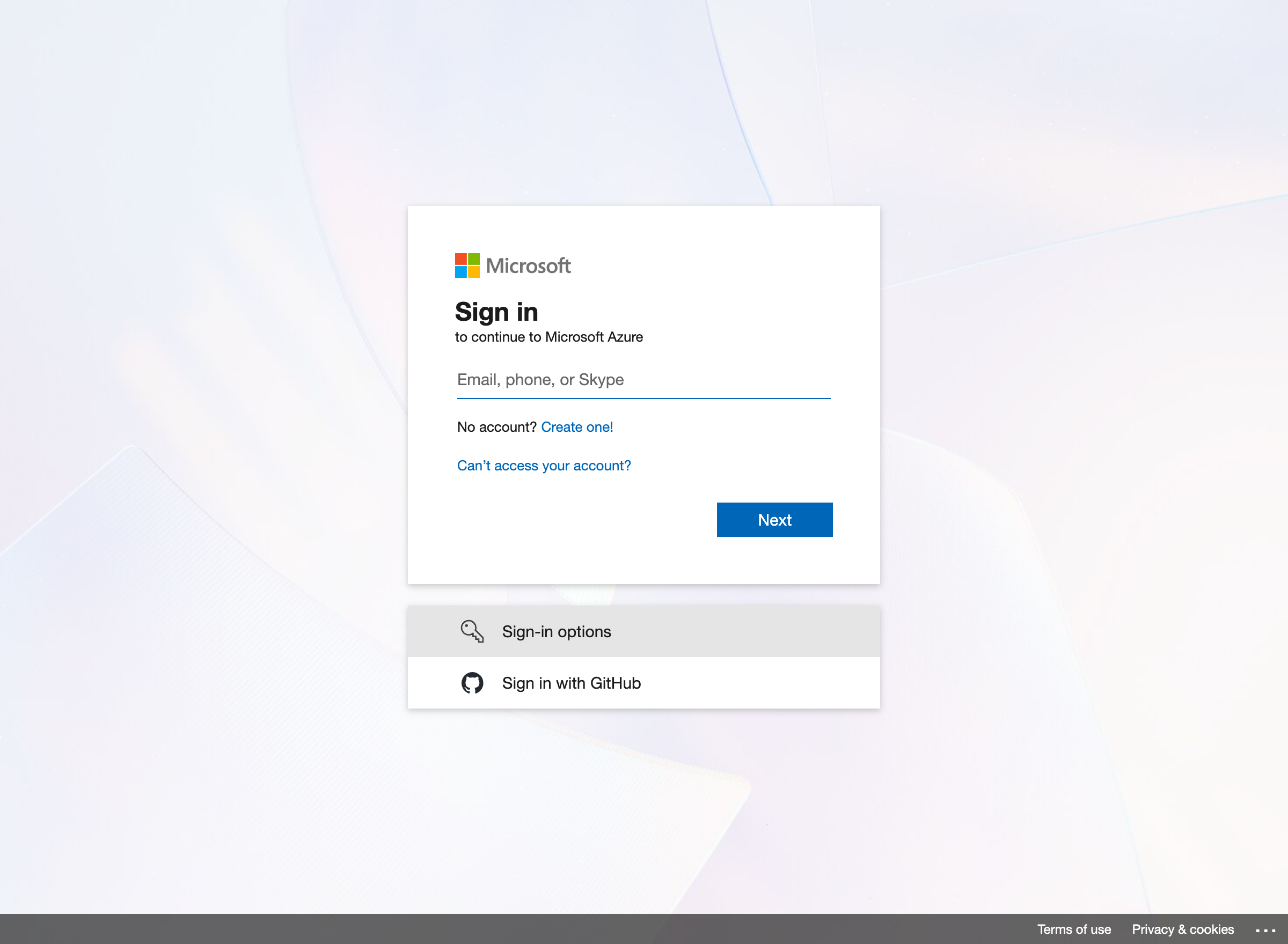Azure portal sign-in page