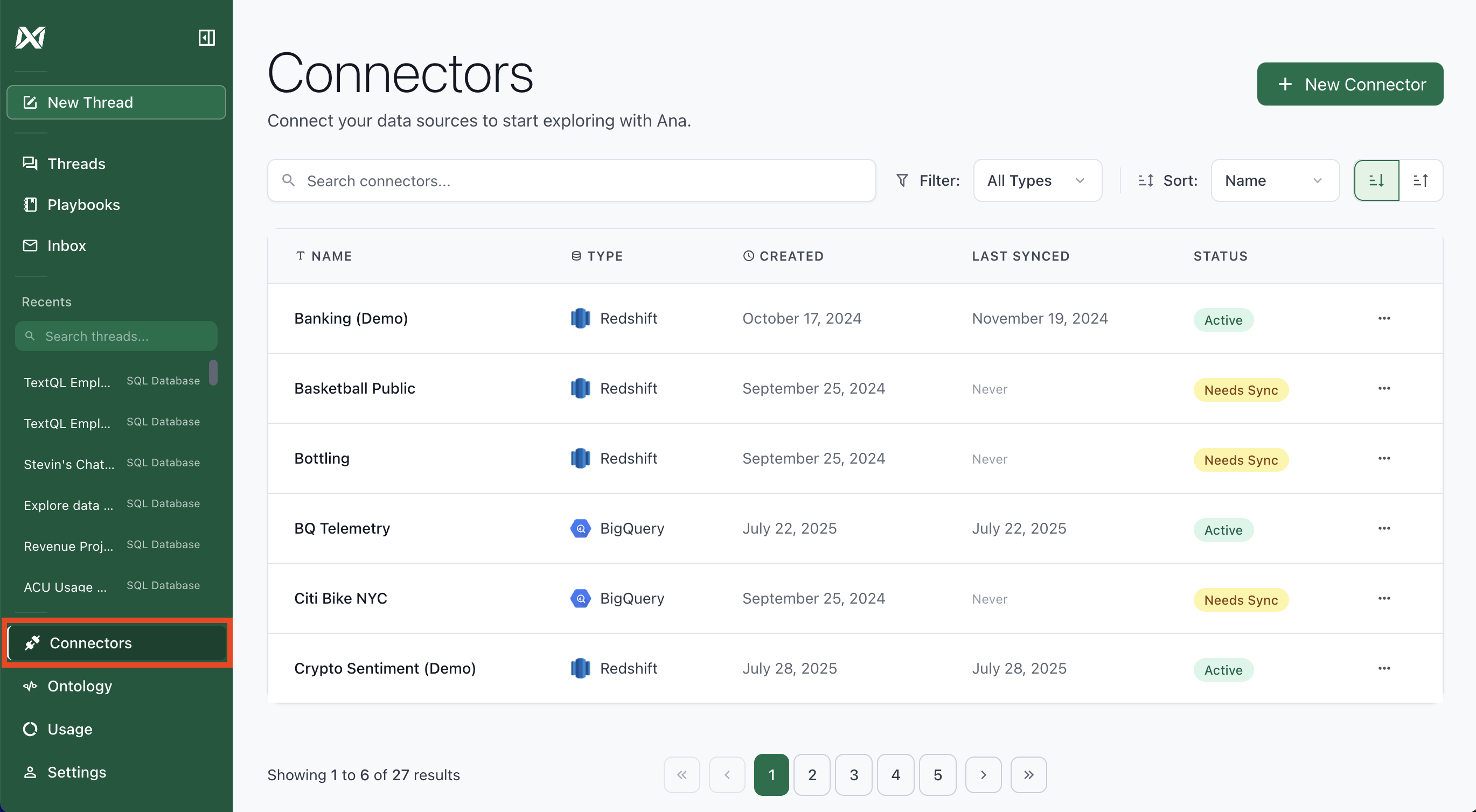 TextQL Connectors Page