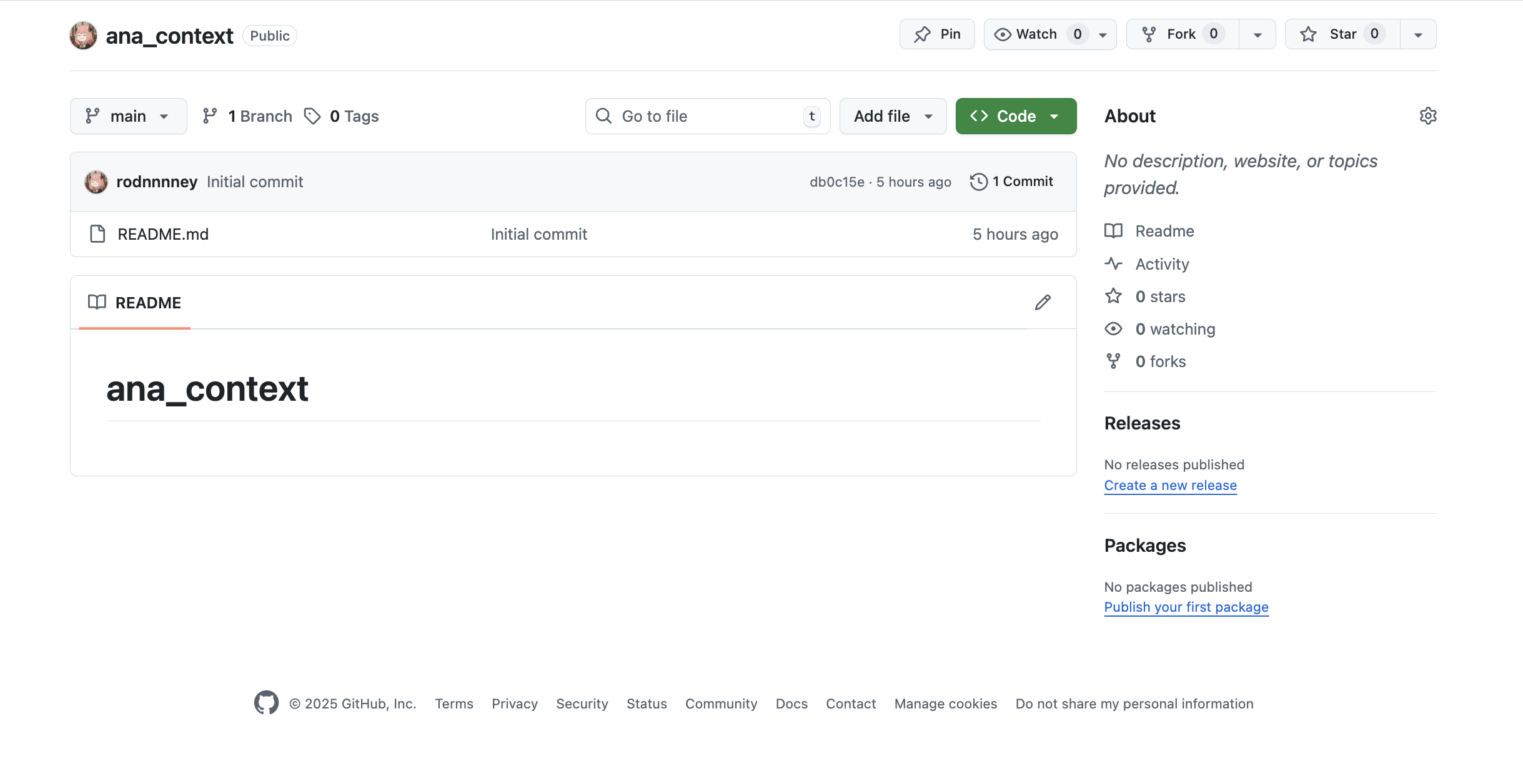 Create GitHub repository for Ana's memory